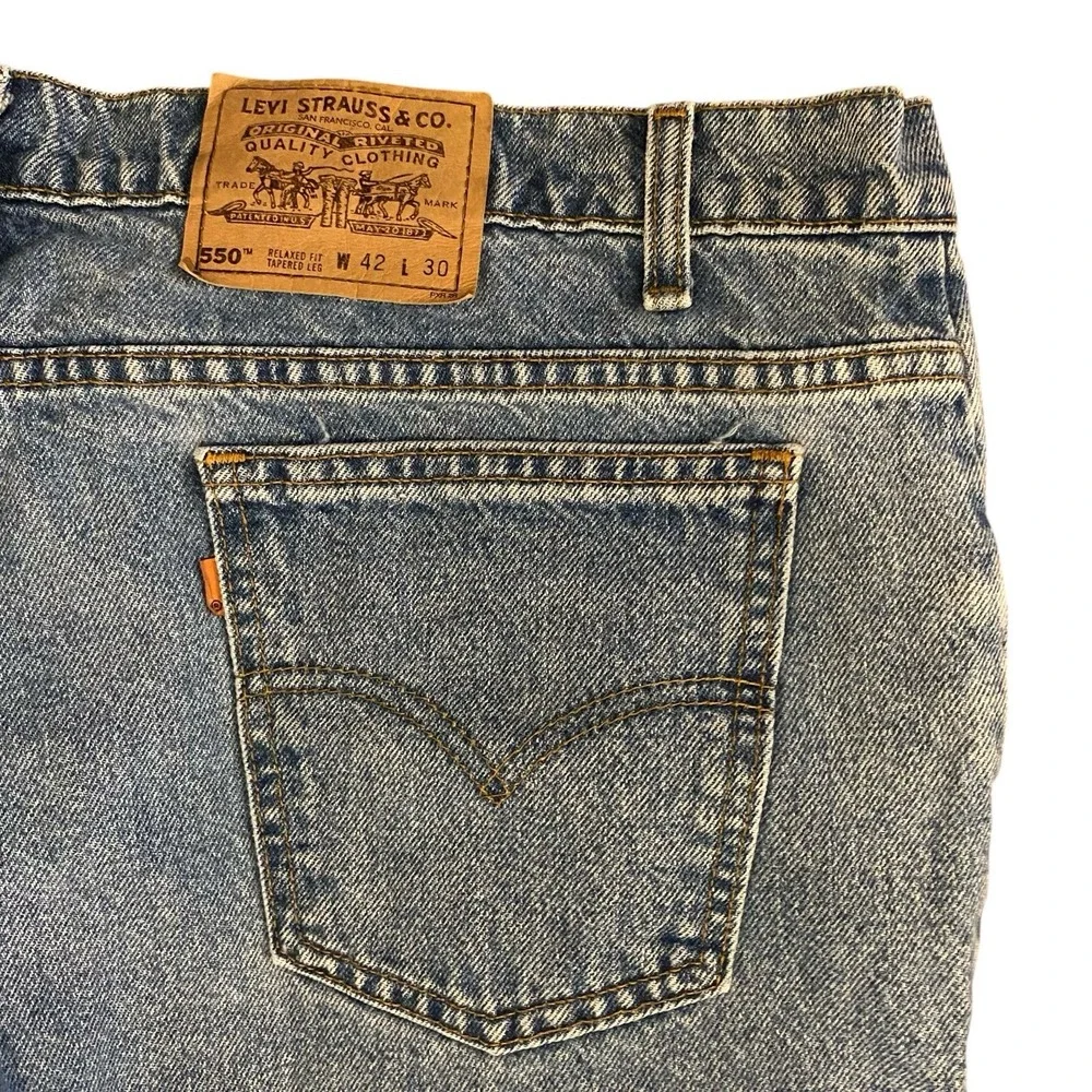 VTG Levi's 550 Jeans Orange Tab Men Tapered Leg‎ Relaxed 90s USA 42x30 Fit 39x30
